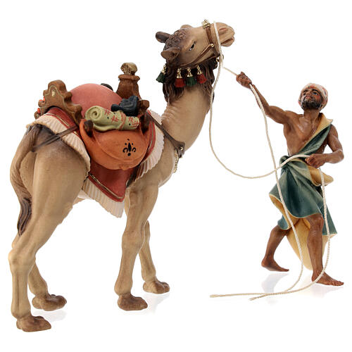 Camellero con camello de pie para belén Original madera pintada en Val Gardena 12 cm de altura media 4