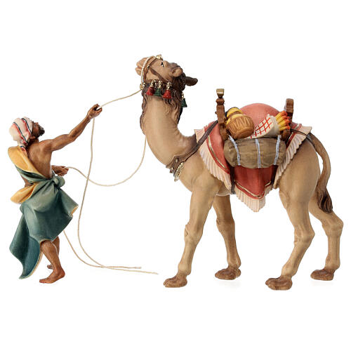 Camellero con camello de pie para belén Original madera pintada en Val Gardena 12 cm de altura media 8