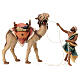 Cameleiro com camelo em pé presépio Val Gardena Original madeira pintada 12 cm s1