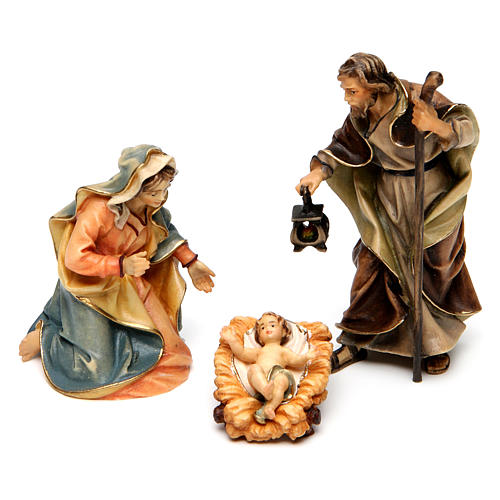 Holy Family in stable Original model painted wood from Val Gardena 10 cm 3