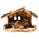 Sacred Family with Stable, 10 cm Original Nativity model, in painted Valgardena wood s1