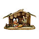 Sainte Famille dans une maison crèche Original bois peint Val Gardena 12 cm s1