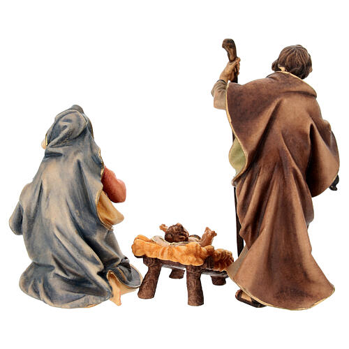 Sainte Famille avec boeuf et âne crèche Original bois peint Val Gardena 10 cm 5 pcs 8