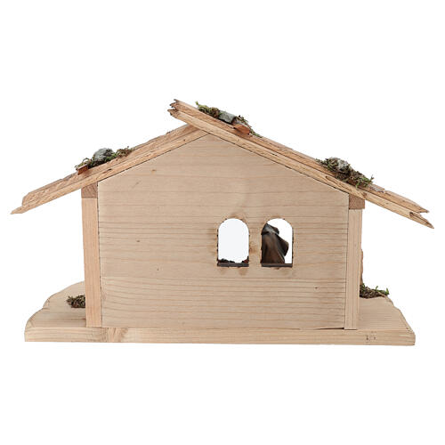 Sainte Famille avec boeuf et âne crèche Original bois peint Val Gardena 10 cm 5 pcs 10