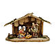 Sainte Famille avec boeuf et âne crèche Original bois peint Val Gardena 10 cm 5 pcs s1