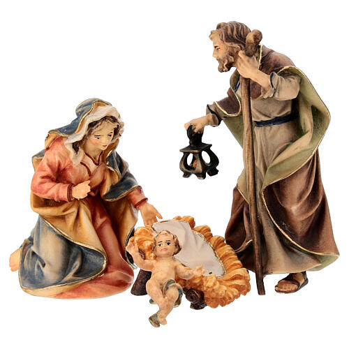 Sacred Family with Ox and Donkey 5 pcs, 10 cm Original Nativity model, in painted Valgardena wood 6