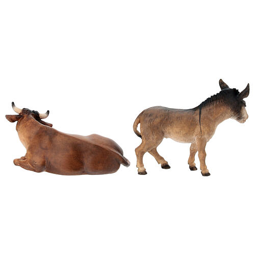 Sacred Family with Ox and Donkey 5 pcs, 10 cm Original Nativity model, in painted Valgardena wood 9