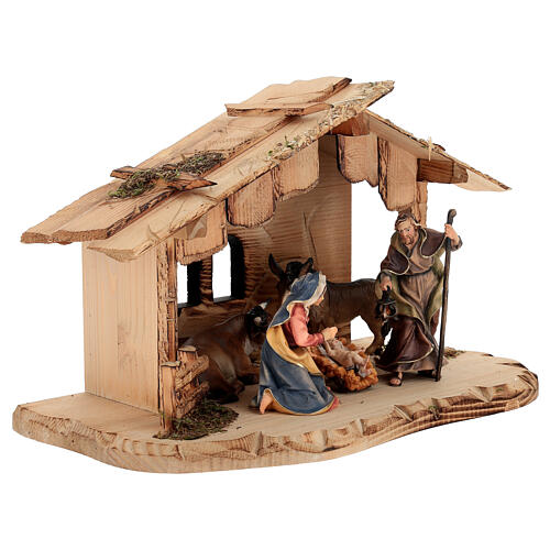 Holy Family with ox and donkey Original model painted wood from Val Gardena 12 cm - 5 pieces 4