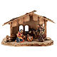 Holy Family with ox and donkey Original model painted wood from Val Gardena 12 cm - 5 pieces s1