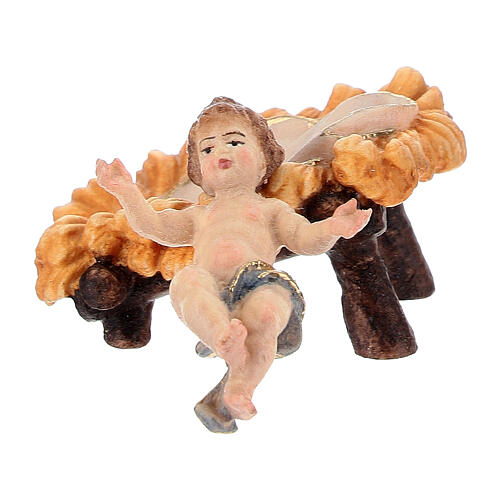 Sagrada Família com boi e burrinho presépio Original Val Gardena madeira pintada 12 cm 5 peças 6