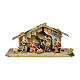 Stable with shepherds, ox and donkey, 12 cm Original Nativity model, in painted Val Gardena wood 8 pcs s1