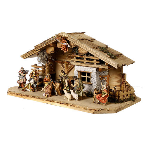 Nativity Scene with Three Wise Men, shepherds, ox and donkey Original Pastore model painted wood from Val Gardena 10 cm - 22 pieces 4