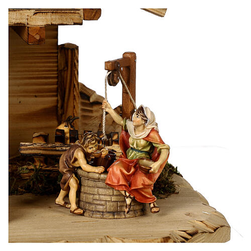 Nativity Scene with Three Wise Men, shepherds, ox and donkey Original Pastore model painted wood from Val Gardena 10 cm - 22 pieces 5
