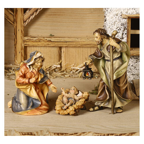 Nativity Scene with Three Wise Men, shepherds, ox and donkey Original Pastore model painted wood from Val Gardena 10 cm - 22 pieces 6