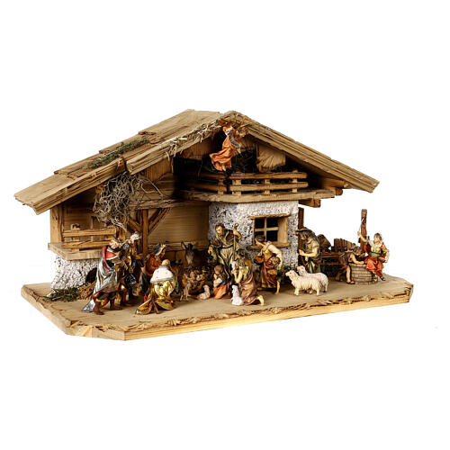 Nativity Scene with Three Wise Men, shepherds, ox and donkey Original Pastore model painted wood from Val Gardena 10 cm - 22 pieces 7