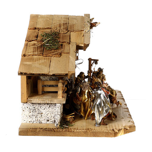 Nativity Scene with Three Wise Men, shepherds, ox and donkey Original Pastore model painted wood from Val Gardena 10 cm - 22 pieces 9