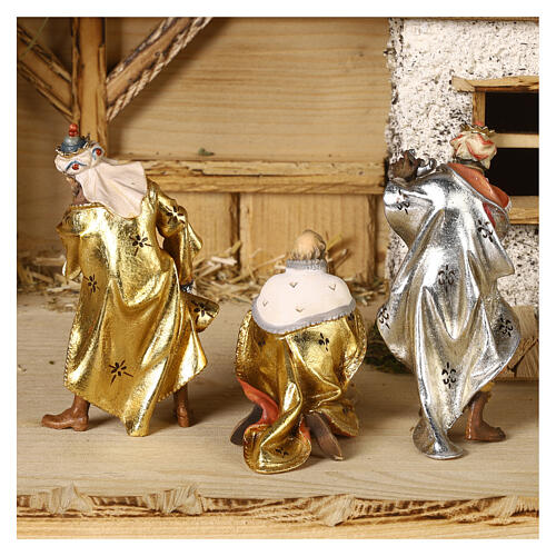 Nativity Scene with Three Wise Men, shepherds, ox and donkey Original Pastore model painted wood from Val Gardena 10 cm - 22 pieces 10