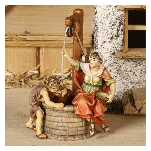 Nativity Scene with Three Wise Men, shepherds, ox and donkey Original Pastore model painted wood from Val Gardena 10 cm - 22 pieces 13