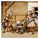 Nativity Scene with Three Wise Men, shepherds, ox and donkey Original Pastore model painted wood from Val Gardena 10 cm - 22 pieces s8