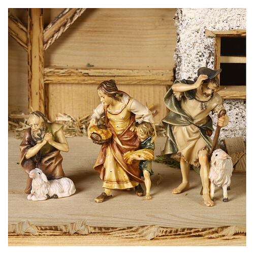 Szopka Trzej Królowie Mędrcy, pasterze, wół i osioł mod. Original drewno Val Gardena 10 cm - 22 części 11