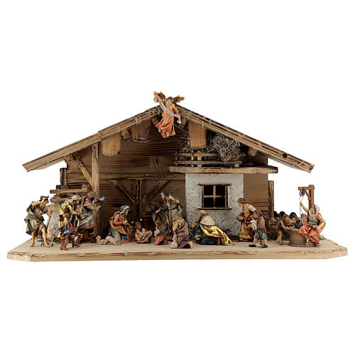 Nativity Scene with Three Wise Men, shepherds, ox and donkey Original Pastore model painted wood from Val Gardena 12 cm - 22 pieces 1