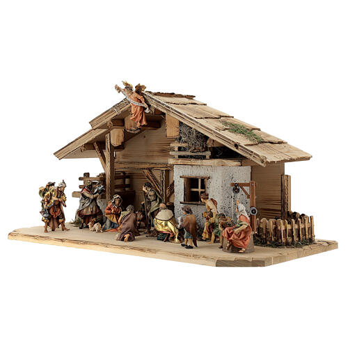 Nativity Scene with Three Wise Men, shepherds, ox and donkey Original Pastore model painted wood from Val Gardena 12 cm - 22 pieces 3