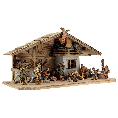 Nativity Scene with Three Wise Men, shepherds, ox and donkey Original Pastore model painted wood from Val Gardena 12 cm - 22 pieces 4