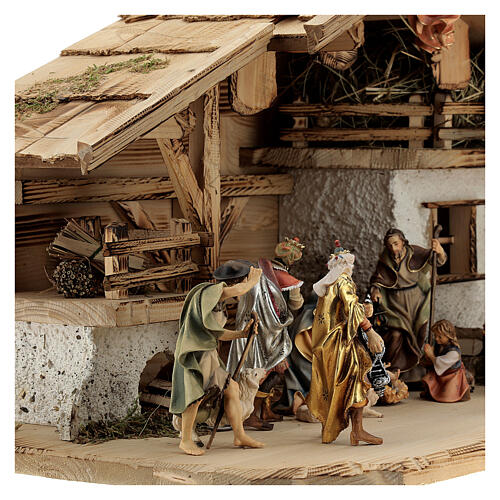Nativity Scene with Three Wise Men, shepherds, ox and donkey Original Pastore model painted wood from Val Gardena 12 cm - 22 pieces 5