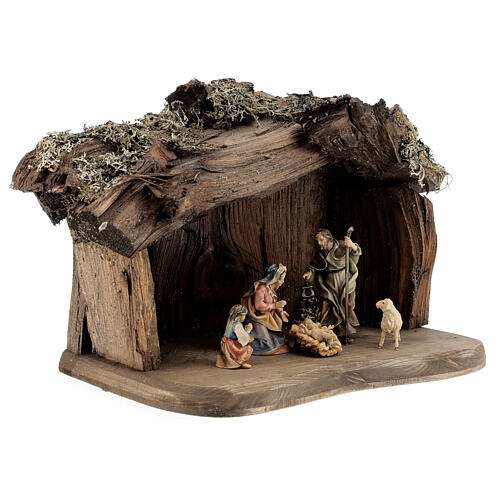 Holy Family in cave Original Pastore Nativity Scene painted wood from Val Gardena 10 cm - 5 pieces 4