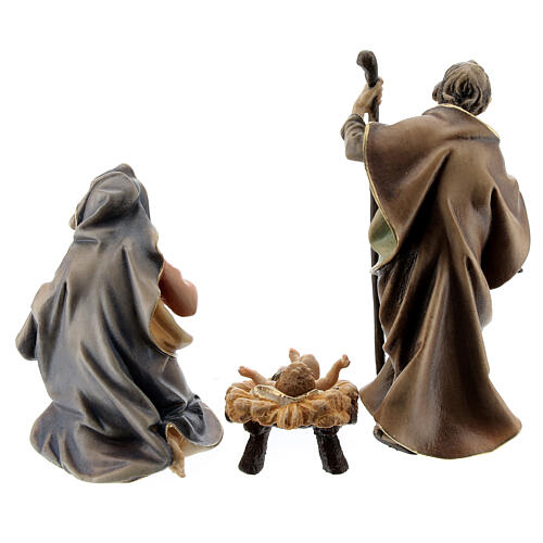 Holy Family in cave Original Pastore Nativity Scene painted wood from Val Gardena 10 cm - 5 pieces 7