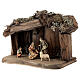 Holy Family in cave Original Pastore Nativity Scene painted wood from Val Gardena 10 cm - 5 pieces s3