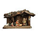 Holy Family in cave Original Pastore Nativity Scene painted wood from Val Gardena 12 cm - 5 pieces s1
