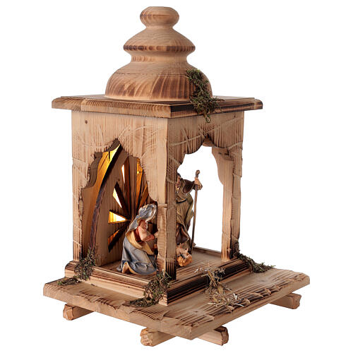 Wood Lantern with Holy Family Inside, 12 cm Original Nativity model, in painted Val Gardena wood 4