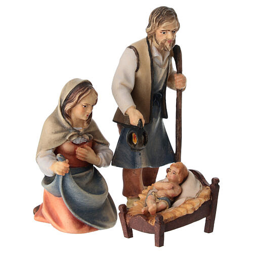 Sagrada familia con cuna belén Original Pastor madera pintada en Val Gardena 10 cm de altura media 4