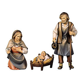 Sacra famiglia con culla presepe Original Pastore legno dipinto in Valgardena 10 cm