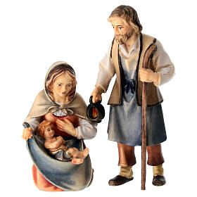 Sagrada Família com berço presépio Original Pastor Val Gardena madeira pintada 10 cm