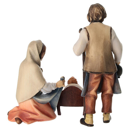Holy Family with Baby in Manger, 10 cm Nativity Original Shepherd model, in painted Valgardena wood 5
