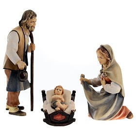 Holy Family with crib Original Pastore Nativity Scene painted wood from Val Gardena 10 cm