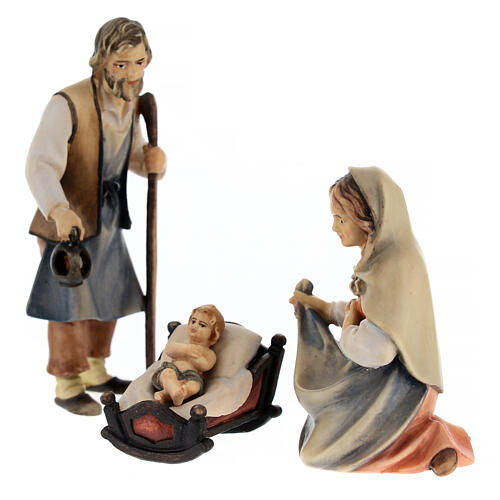 Holy Family with crib Original Pastore Nativity Scene painted wood from Val Gardena 10 cm 3