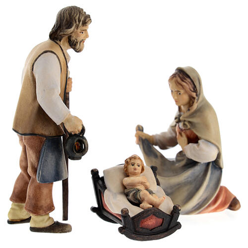 Holy Family with crib Original Pastore Nativity Scene painted wood from Val Gardena 10 cm 5