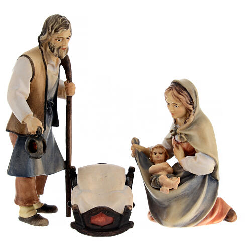 Holy Family with Rocking Crib, 10 cm Nativity Original Shepherd model, in painted Valgardena wood 4