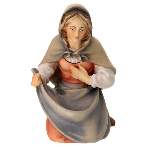 Sainte Famille avec berceau à bascule crèche Original Berger bois peint Val Gardena 12cm 6