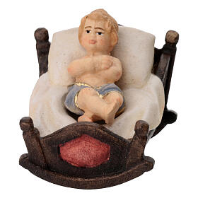 Sacra famiglia con dondolo presepe Original Pastore legno dipinto in Val Gardena 12 cm