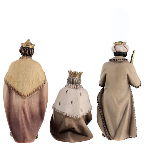 Tres reyes magos para belén Original Pastor madera pintada en Val Gardena 10 cm de altura media 11