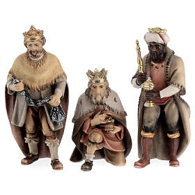 Trois rois mages pour crèche Original Berger bois peint Val Gardena 10 cm