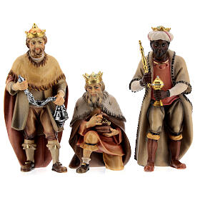 Tres reyes magos para belén Original Pastor madera pintada en Val Gardena 12 cm de altura media