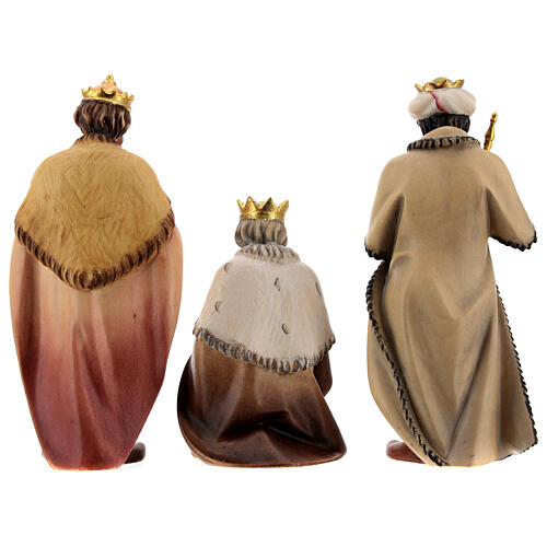 Tres reyes magos para belén Original Pastor madera pintada en Val Gardena 12 cm de altura media 11