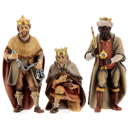 Trois rois mages pour crèche Original Berger bois peint Val Gardena 12 cm 1