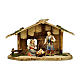 Heilige Familie mit Hütte Mod. Original Pastore 10cm Grödnertal Holz s1
