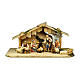 Nativity Scene with shepherd in stable Original Pastore model painted wood from Val Gardena 10 cm - 7 pieces s1